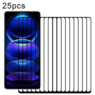 25pcs Full Glue Full Screen Tempered Glass Film For Xiaomi Redmi Note 12 Pro/12 Pro+/Note 12 4G Global