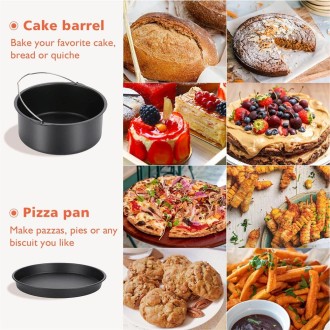 6 -inch  Cake Basket with Handle + Pizza Tray Air Fryer Accessory Set Bakeware