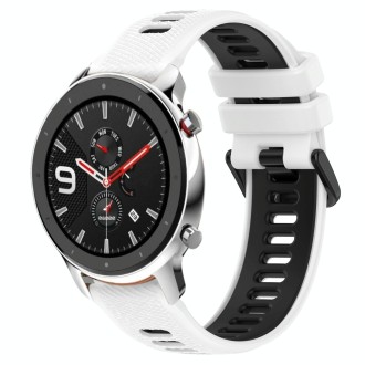 For Amazfit GTR 4 Pro 22MM Sports Two-Color Silicone Watch Band(White+Black)