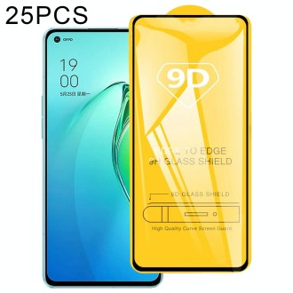 25 PCS 9D Full Glue Screen Tempered Glass Film For OPPO Reno8 Pro