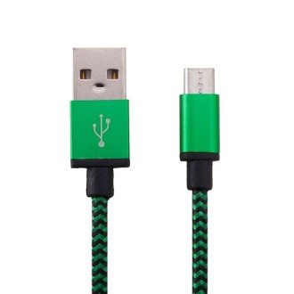 1m Woven Style Micro USB to USB 2.0 Data / Charger Cable, For Samsung, HTC, Sony, Lenovo, Huawei, and other Smartphones(Green)