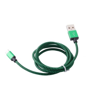 1m Woven Style Micro USB to USB 2.0 Data / Charger Cable, For Samsung, HTC, Sony, Lenovo, Huawei, and other Smartphones(Green)