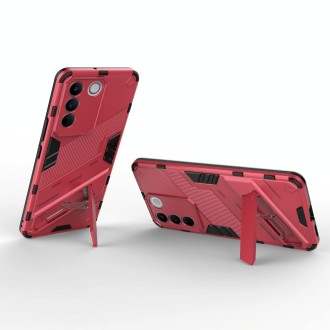 For vivo S16e 5G Punk Armor 2 in 1 PC + TPU Shockproof Phone Case with Invisible Holder(Light Red)