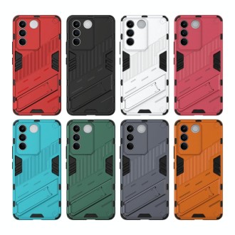 For vivo S16e 5G Punk Armor 2 in 1 PC + TPU Shockproof Phone Case with Invisible Holder(Light Red)