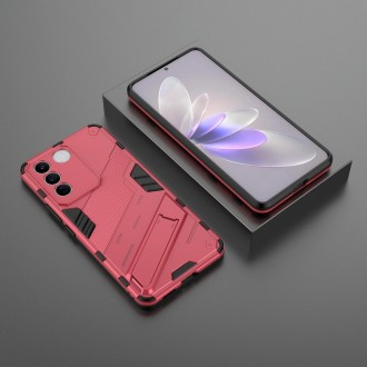 For vivo S16e 5G Punk Armor 2 in 1 PC + TPU Shockproof Phone Case with Invisible Holder(Light Red)