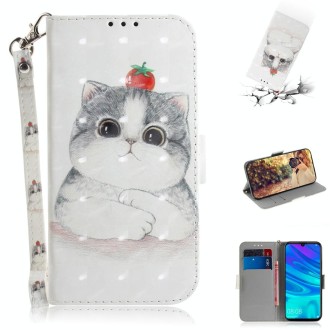 3D Colored Drawing Cute Cat Pattern Horizontal Flip Leather Case for Huawei P Smart+ 2019 / Enjoy 9s / Honor 10i / Honor 20i / H