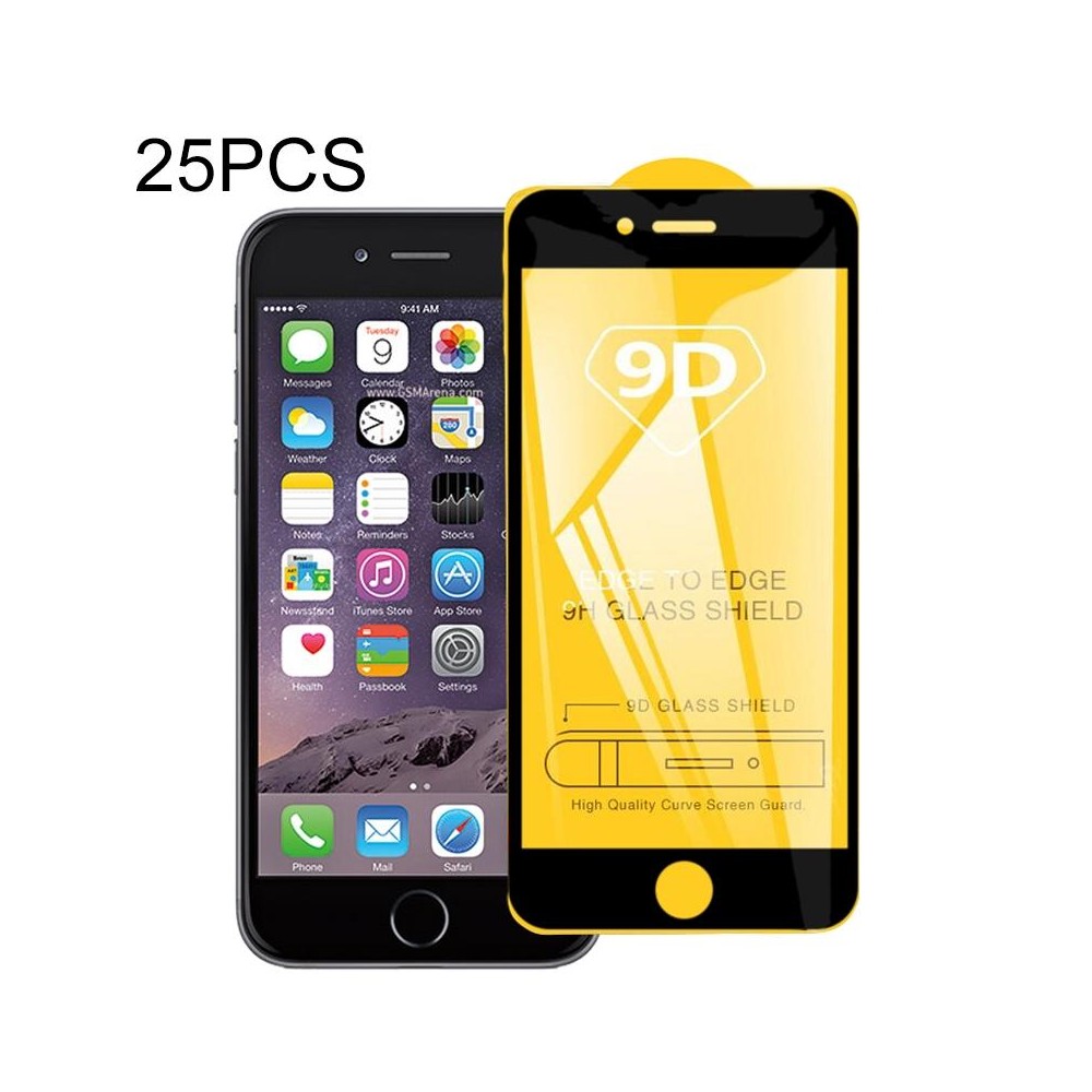 For iPhone 6 Plus &  iPhone 6s Plus 25 PCS 9D Full Glue Full Screen Tempered Glass Film