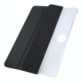 For OnePlus Pad 2 Tri-fold Clear TPU Smart Leather Tablet Case with Pen Slot(Black)