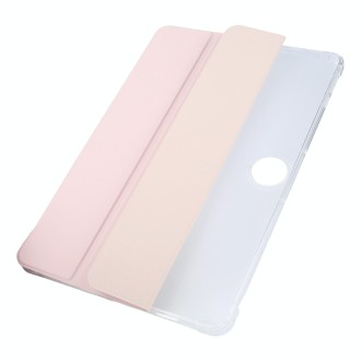 For OnePlus Pad 2 Tri-fold Clear TPU Smart Leather Tablet Case with Pen Slot(Sand Pink)