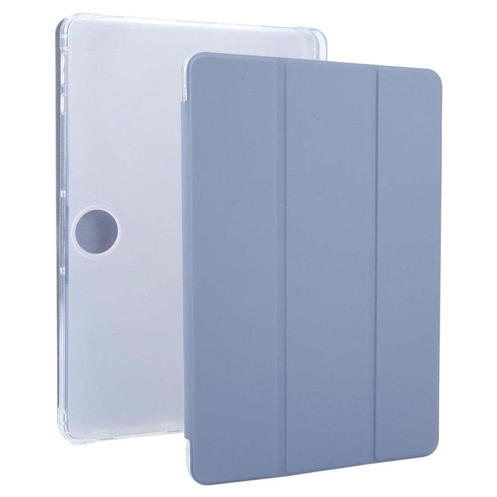 For OnePlus Pad 2 Tri-fold Clear TPU Smart Leather Tablet Case with Pen Slot(Lavender Purple)