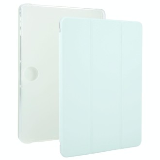 For OnePlus Pad 2 Tri-fold Clear TPU Smart Leather Tablet Case with Pen Slot(Light Green)