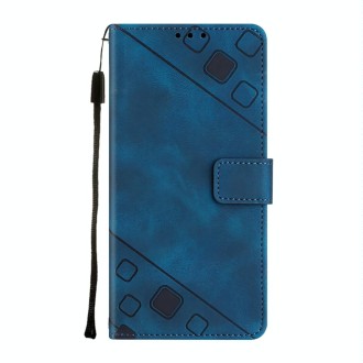 For Infinix Hot 11 Skin-feel Embossed Leather Phone Case(Blue)