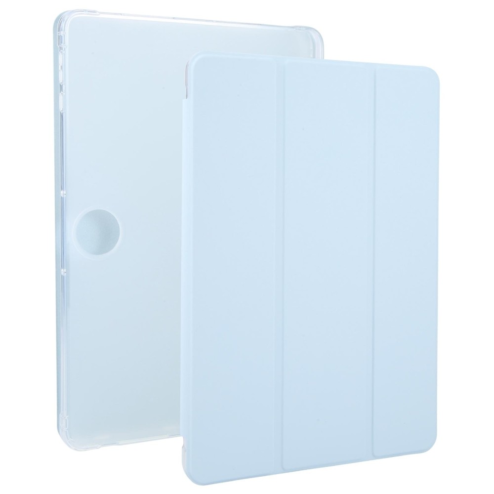 For OnePlus Pad 2 Tri-fold Clear TPU Smart Leather Tablet Case with Pen Slot(Ice Blue)