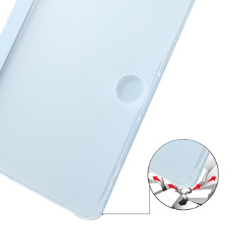 For OnePlus Pad 2 Tri-fold Clear TPU Smart Leather Tablet Case with Pen Slot(Ice Blue)