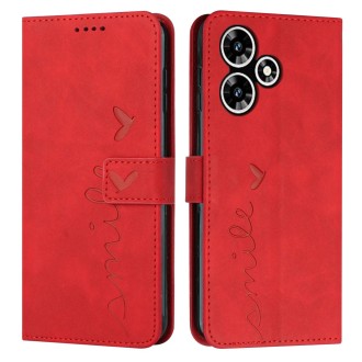 For Infinix Hot 30 Play NFC Skin Feel Heart Pattern Leather Phone Case(Red)