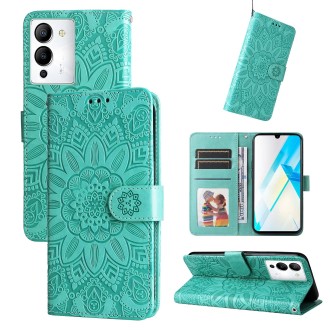 For Infinix Note 12 / G96 Embossed Sunflower Leather Phone Case(Green)