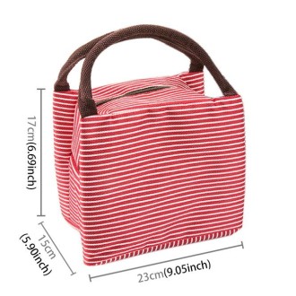 Multifunctional Thicken Stripe Cloth Lunchbox Bag Handbag Lunch Heat Preservation Cold Insulation Bag Storage Bag, Size: 23x17x1