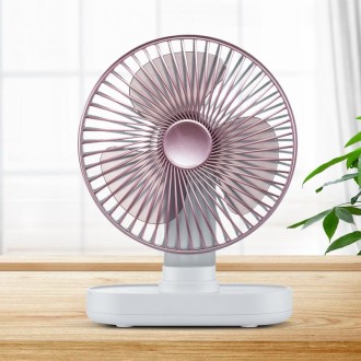 D77 4W Micro USB & USB-C / Type-C Rechargeable Portable Four-speed Adjustable Automatic Head Shaking Desktop Fan(Pink)