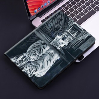 For itel Pad One 10.1 Crystal Texture Painted Leather Smart Tablet Case(Cat Reflection Tiger)