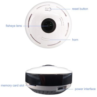 360 Degrees Wide-angle Panoramic WiFi Camera 960P Home Monitoring Camera without Memory