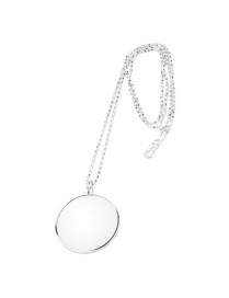 Metal Chain Round Expansion Mirror Glass Lens Necklace Magnifier(Silver)