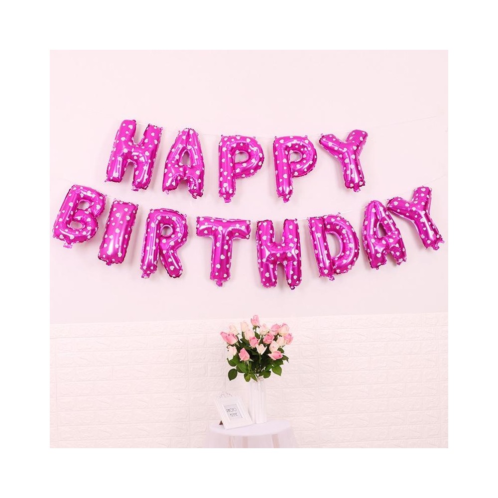 2 PCS 16 Inch Happy Birthday Letter Aluminum Film Balloon Birthday Party Decoration Specification：(Classic Pink)