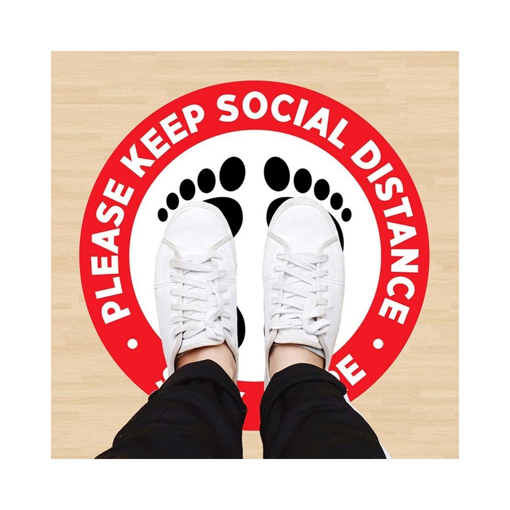 Self-adhesive Waterproof PVC Epidemic Prevention Social Distance Floor Stickers, Length：24cm