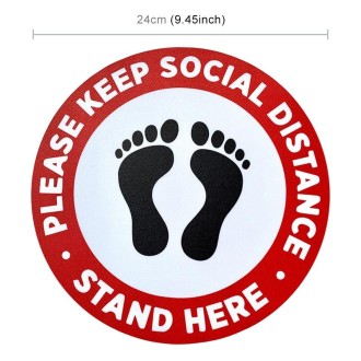 Self-adhesive Waterproof PVC Epidemic Prevention Social Distance Floor Stickers, Length：24cm