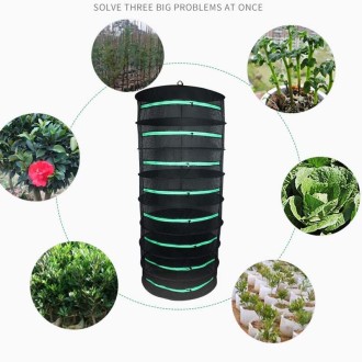 Hanging Herbal Drying Net Foldable Drying Rack Closed Zipper Plant Drying Net, Specification: 60cm Diameter 2 Layers