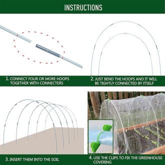 Garden Arch Greenhouse Hoops Rustproof Steel Tunnel Hoop Frame Plant Support, Speci: L  5 Rods 5 Arches