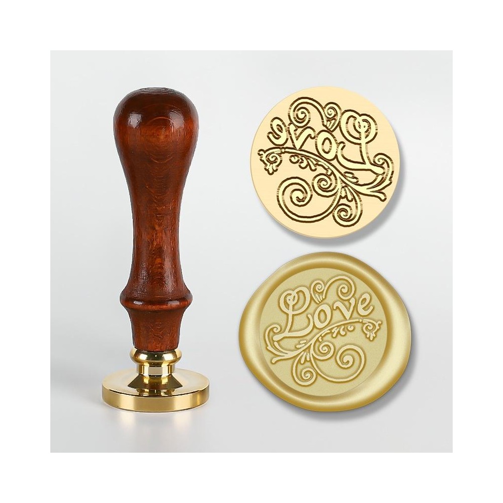 English Letters Series Fire Lacquer Seal Toxca Handle+Brass Seal Head(YW-01 Love)