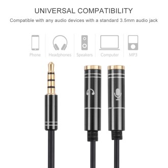 2 x 3.5mm Female to 3.5mm Male Adapter Cable(Black)