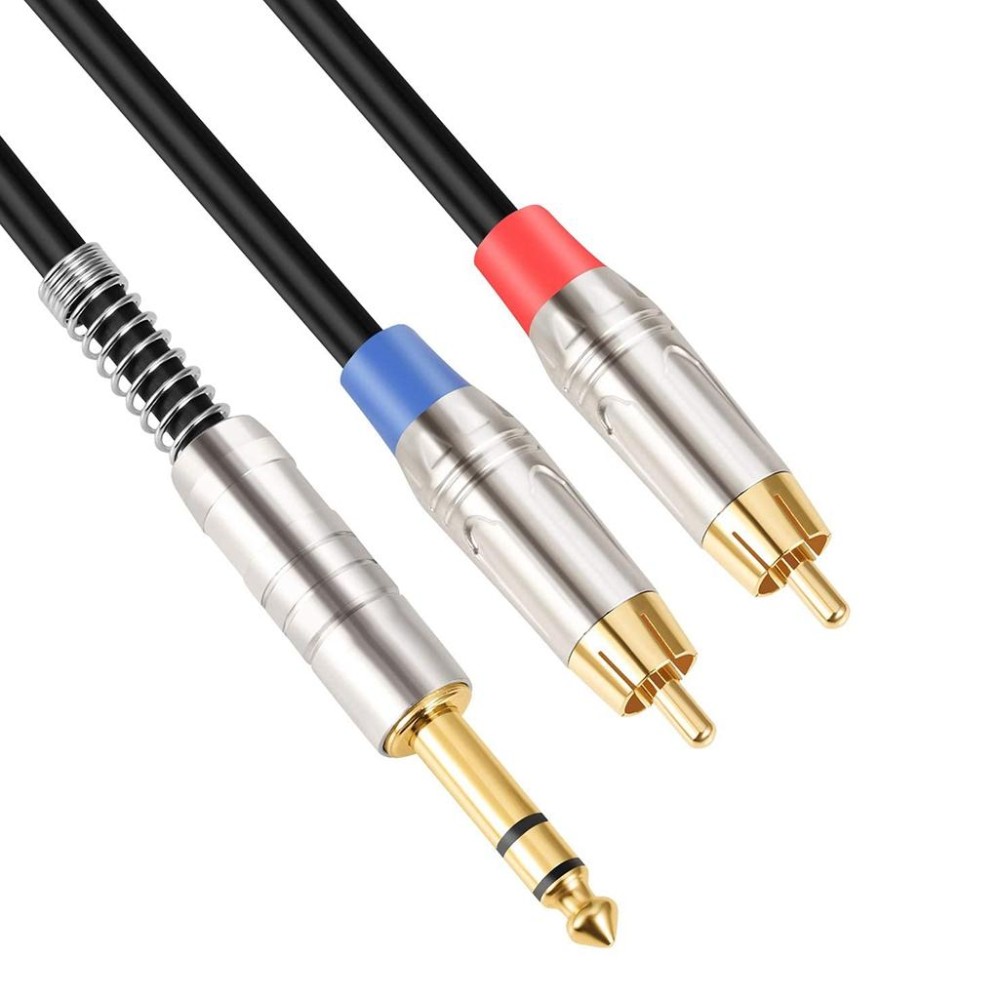 6.35mm Male to Dual RCA Male Audio Cable, Cable Length:1.8m