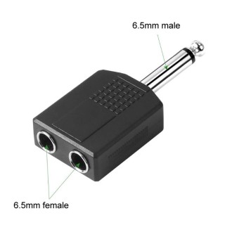 10pcs 6.5mm Male Mono To Dual 6.5mm Female Audio Conversion Connector(Black)