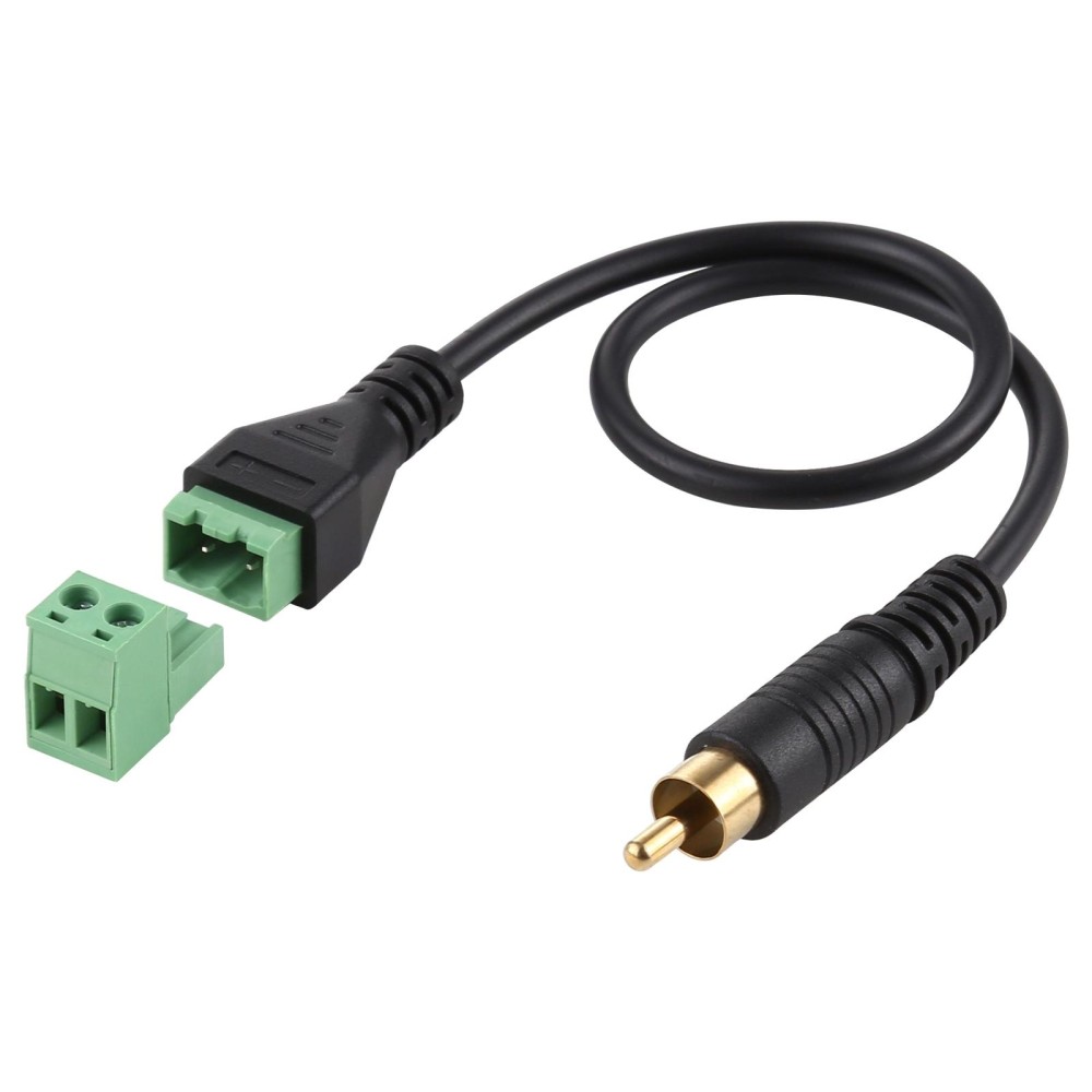 RCA Male Gold-plated to 2 Pin Pluggable Terminals Solder-free USB Connector Solderless Connection Adapter Cable, Length: 30cm