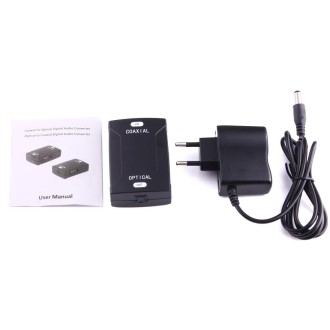 Coaxial RCA Input to Optical Toslink Output Digital Audio Converter Adapter(Black)