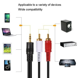 1.5m Full Copper 3.5mm To Double Lotus Audio Cable AV 1 In 2 Speaker Cable