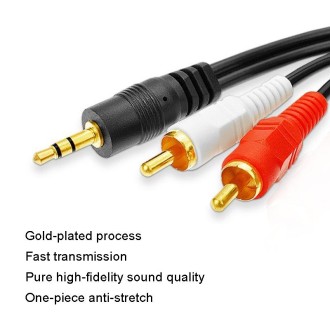 1.5m Full Copper 3.5mm To Double Lotus Audio Cable AV 1 In 2 Speaker Cable