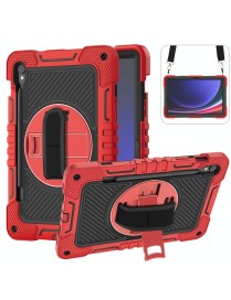For Samsung Galaxy Tab S9 360 Degree Rotation PC Contrast Silicone Tablet Case(Red + Black)