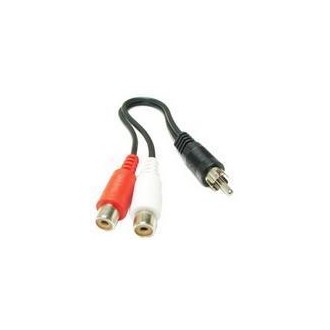 2 RCA AV Female To 1 RCA Male Y Splitter Video Cable Adapter, Length: 26.5cm