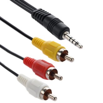 3.5mm Male Stereo Jack to 3 Male RCA Plugs Cable, Length: 75cm