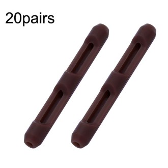 20pairs Silicone Non-Slip Glasses Foot Cover Frame Mirror Leg Decompression Anti-Drop Anti-Allergic Rubber Sleeve(Dark Brown)