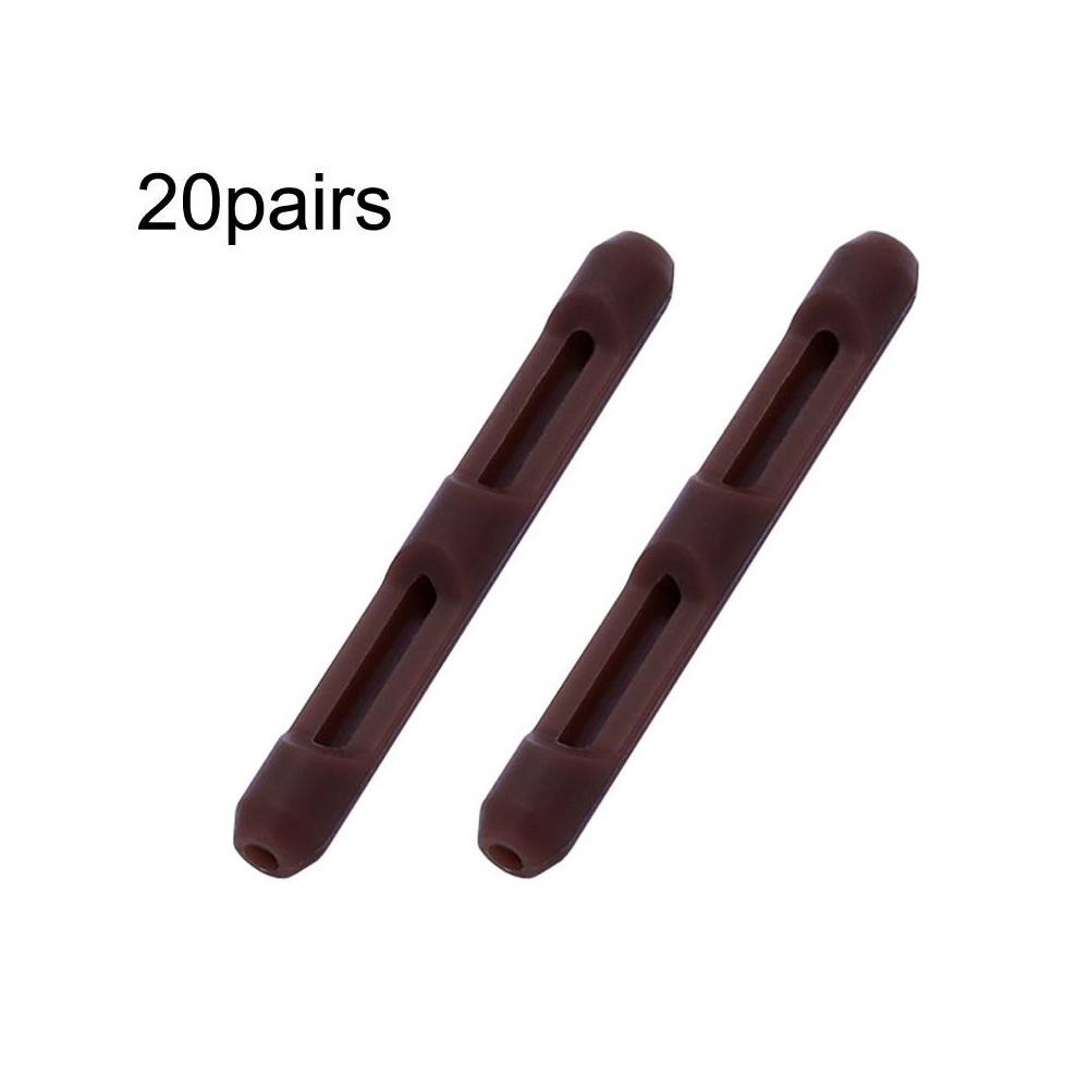 20pairs Silicone Non-Slip Glasses Foot Cover Frame Mirror Leg Decompression Anti-Drop Anti-Allergic Rubber Sleeve(Dark Brown)