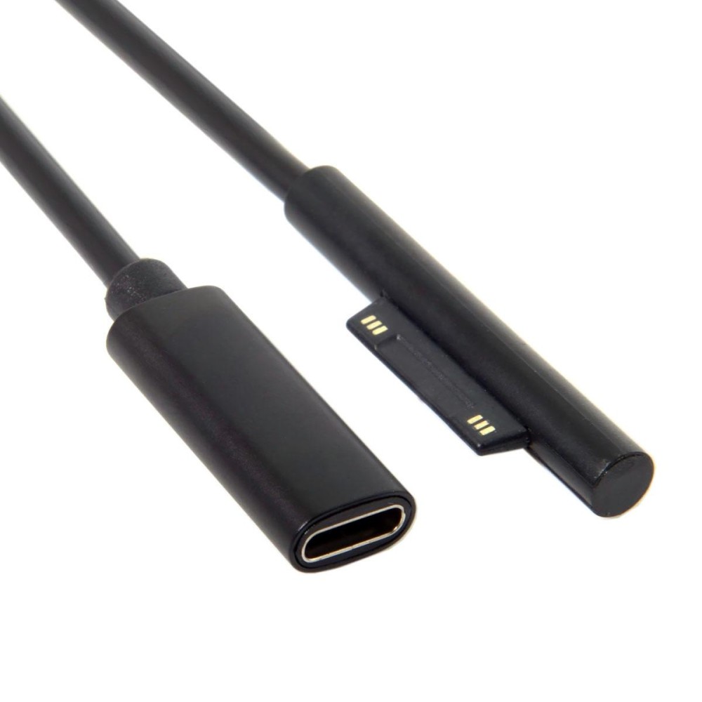 Type-C / USB-C Mother Rotary Seeder Tablet Power Charging Cable For Microsoft Surface Pro 5 / 6, Size: 30cm(Black)