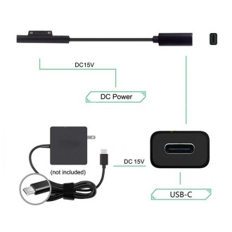 Type-C / USB-C Mother Rotary Seeder Tablet Power Charging Cable For Microsoft Surface Pro 5 / 6, Size: 30cm(Black)