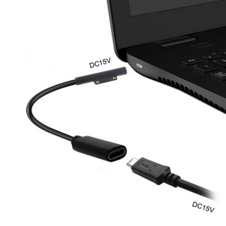 Type-C / USB-C Mother Rotary Seeder Tablet Power Charging Cable For Microsoft Surface Pro 5 / 6, Size: 30cm(Black)