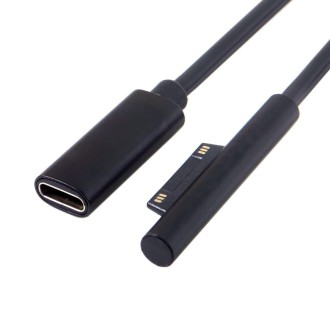 Type-C / USB-C Mother Rotary Seeder Tablet Power Charging Cable For Microsoft Surface Pro 5 / 6, Size: 30cm(Black)