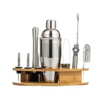 BY-011 11 In 1 Oval Wooden Stand Shaker Set Bartending Tools, Spec: 750ml