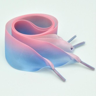 Gradient Color 4cm Width Satin Silk Ribbon Shoelaces Sneaker Sport Shoes White Shoes Laces, Length:80cm(Pink Blue)