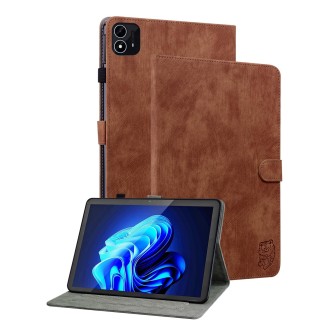 For itel Pad One 10.1 Tiger Pattern Flip Leather Tablet Case(Brown)